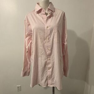Peter Millar size 16.5 Long Preppy Pink Pastel Pinstripe Dress Shirt